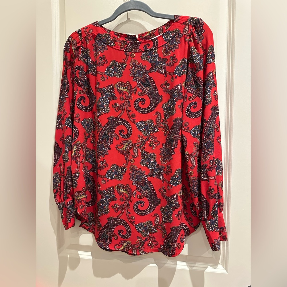 LOFT Red Paisley Blouse